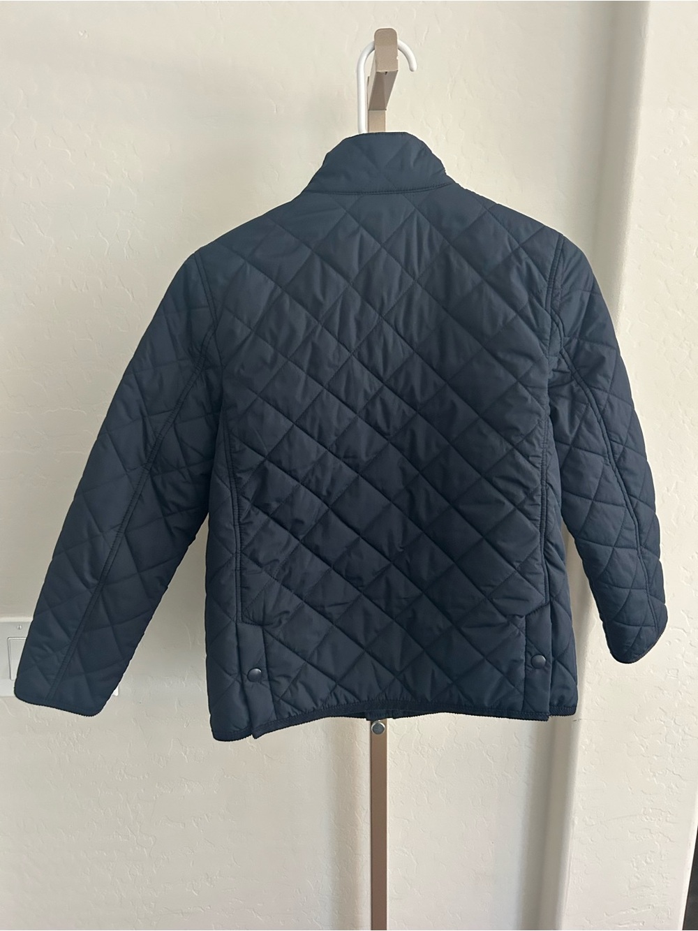 J. Crew Crewcuts Boys 10 Medium Navy Blue Quilted Barn Jacket Snaps Corduroy Tri - Picture 3 of 6